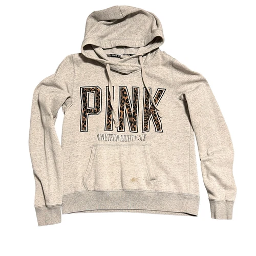UNDERCOVER Felpa con cappuccio pullover ROSA Victorias Secret grigio stampa ghepardo M RARA 1986 macchiata