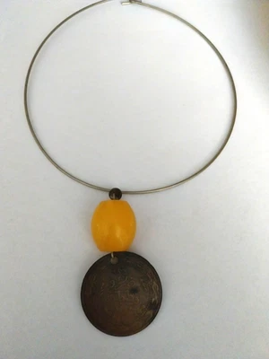 Achat Collier Gigi Clozeau Classique en or rose et résine jaune fluo, 42cm