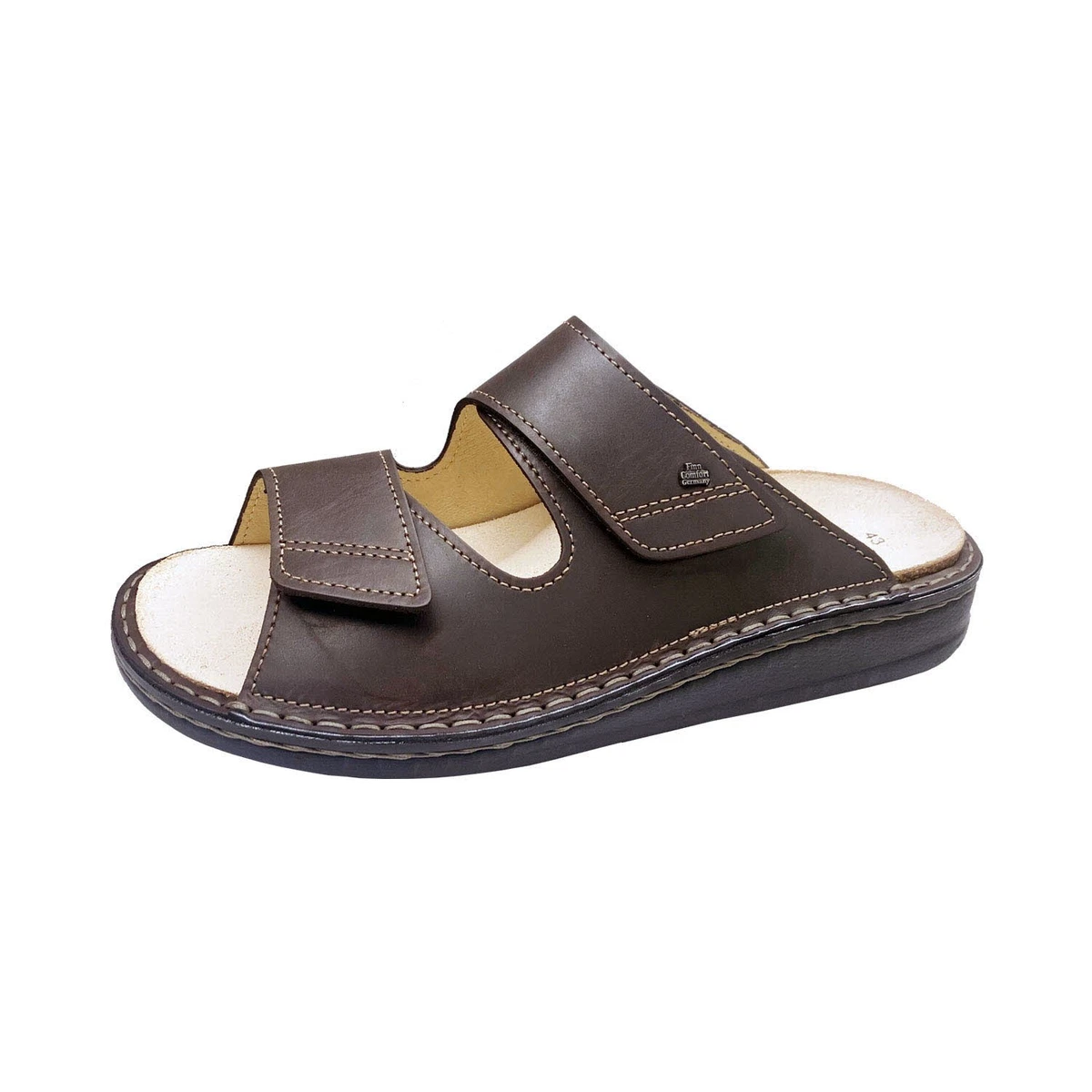 Finn Comfort Pantofole Uomo Köln 006025 – Pelle Liscia Marrone, Modello 347144, Comfort E Qualità
