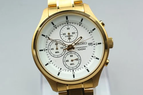 Vintage [N MINT] SEIKO 4T57-00G0 Gold Chronograph 42mm Mens Watch From JAPAN