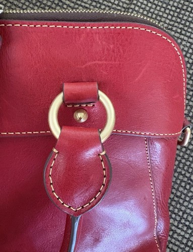 Dooney Bourke Red Cameron Florentine Vacchetta Leather Satchel Handbag Luxe - Picture 16 of 16