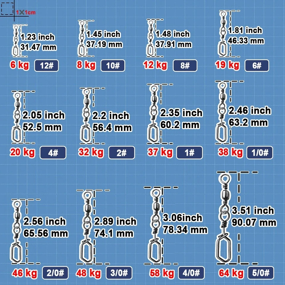 25~100Pcs Fishing Swivel Coastlock Snaps Brass Fishing Rolling Swivel Interlock - Image 2 of 4