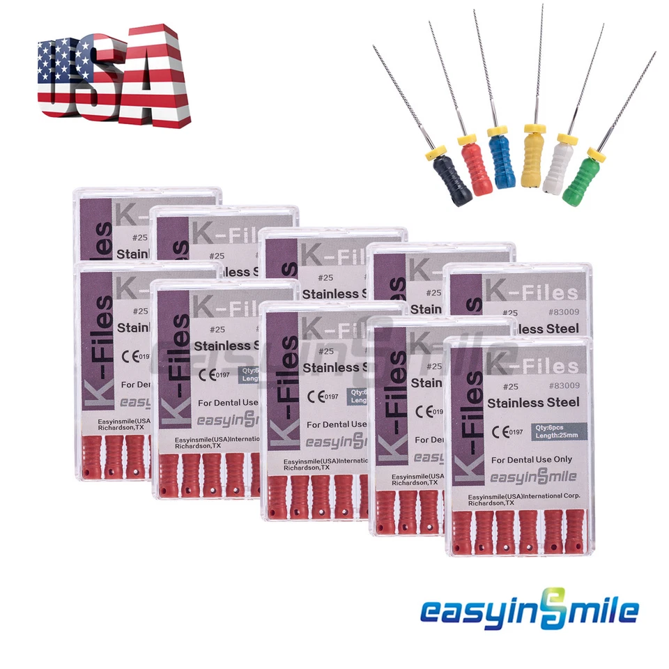 60pc Dental Endo K-files Root Canal File 25mm Hand Files Stainless Steel #6#8#10 - Image 3 of 4