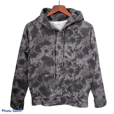 No Comment Hoodie Sweatshirt Medium Gray Bleach Dyed