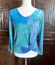 NIC + ZOE Sweater Full Bloom Lightweight Spring Teal NWT Petite SM NWT