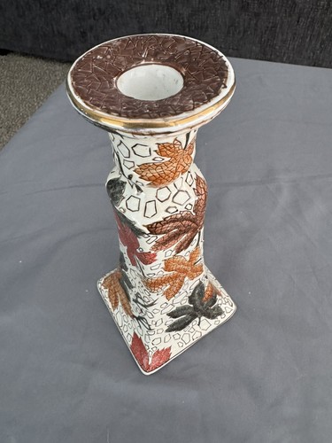 1940s Fall Leaves mosaic trinket dish, candlestick, vase Set Of 3 - Picture 13 of 21