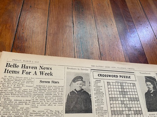 Eastern Shore News Onancock Va March 2 1945 WW2 Newspaper Soldiers Wartime Ads - Picture 5 of 8