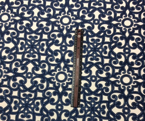 BALLARD DESIGNS BRINDISI BLUE EMBROIDERED SCROLL DESIGNER FABRIC BY YARD 54"W - Picture 3 of 5