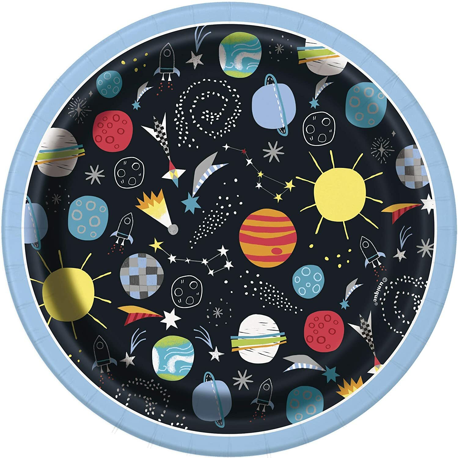 Space Party Plates Rocket Planets Outer Space Galaxy Moon 18cm Paper Plates x 8