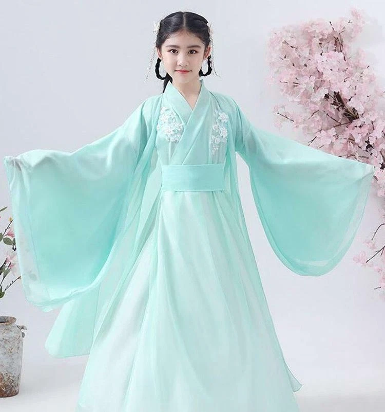 Costume Hanfu Bambino Da Fata - Abito Tradizionale Cinese Stile Tang, Danza, Cosplay, Estate