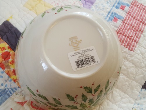 LENOX Holiday Bowl Christmas Holly DIMENSION COLLECTION 7" x 3" Gold STAMP - Picture 4 of 5