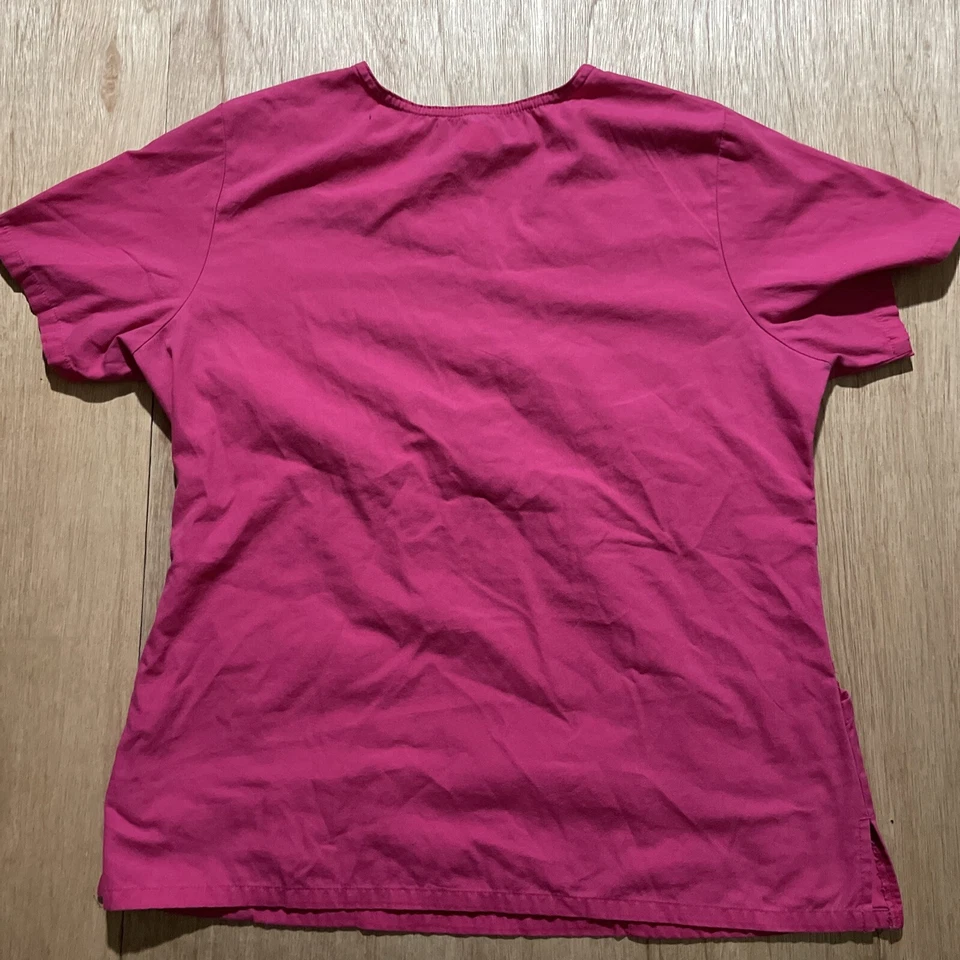 Dickies 中号男女通用磨砂上衣粉色 V 领口袋护理医用制服 — 第 3/4 张图片