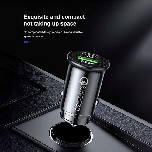 2 Port 20w Car Phone Charger Dual USB A C PD Metal 12V Cigarette iPhone Charging - Picture 6 of 9