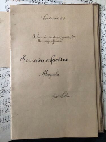 Job Lot 8 Antique French Handwritten Sepia Music Score 28 Pages Total Dated 1912 - Picture 8 of 8