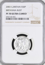 2003 Royal Mint Britannia 50p Silver Proof Coin NGC PF70 1/4 oz Great Britain