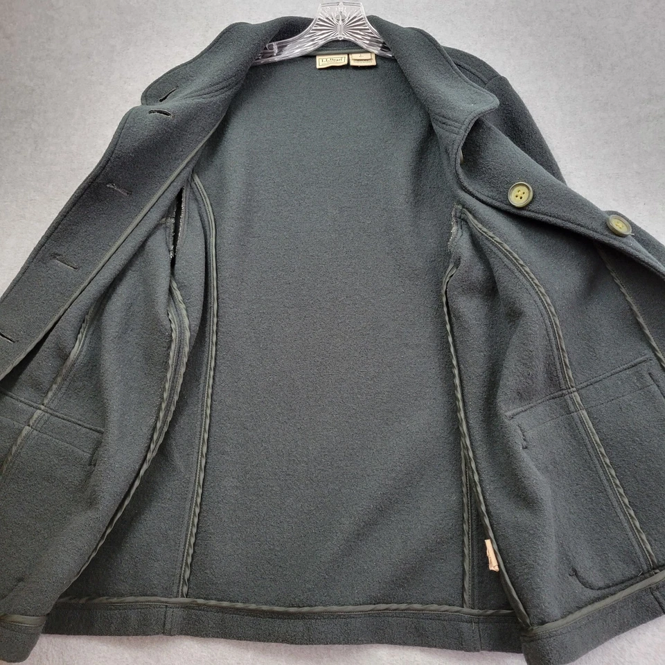 LL Bean Womens Boiled Wool Jacket Size Large Petite Coat Button Front Timeless - Image 3 of 4