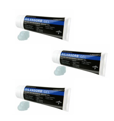Medline SilvaSorb Silver Antimicrobial Wound Gel, 3oz. Tube, 3 Pack