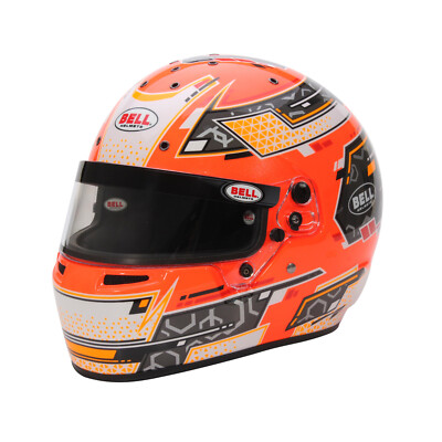 FIA Snell Bell RS7-K Stamina Charcoal/Orange Kart Full Face Helmet Karting