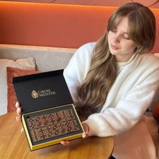 Leather&Wood Dominoes Set with Case, Tabletop Game, Family Game, Friends Gift