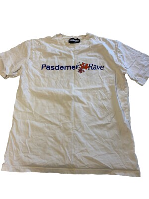 Mens PASDEMER Italia White Rave Graphic T Shirt Sz L