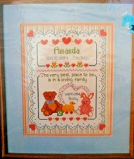  Dimensions Counted Cross Stitch Kit Loving Family Birth Record 3561 Complete