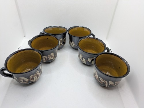 Set 6 Otagiri (?) Tazza da caffè in ceramica smaltata marrone con logo faccina sorridente - Foto 14 di 14