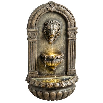 Wall-Mounted 3-Tier Outdoor Fountain with LED Lights
