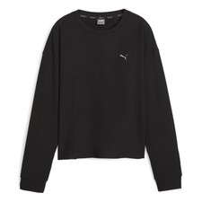 PUMA Unwind Studio Striped Crew Neck Sweatshirt Womens Black  52486501