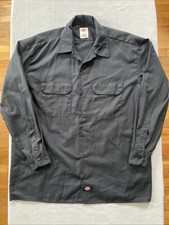 Black Dickies Flex Relaxed Fit Long sleeve Men  s Work Shirt Large Poly-cotton
