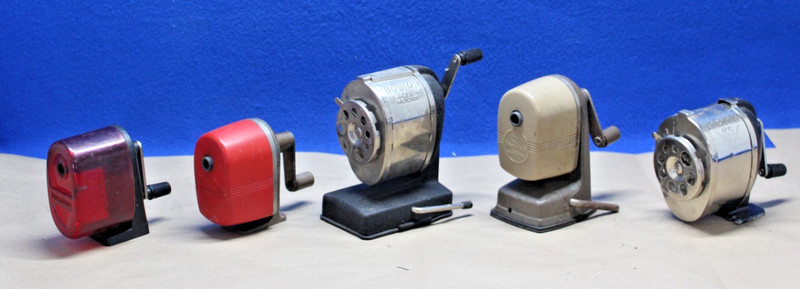 Lot of 5 Retro/Vintage Hand Crank Pencil Sharpeners~ Boston, APSCO, Berol