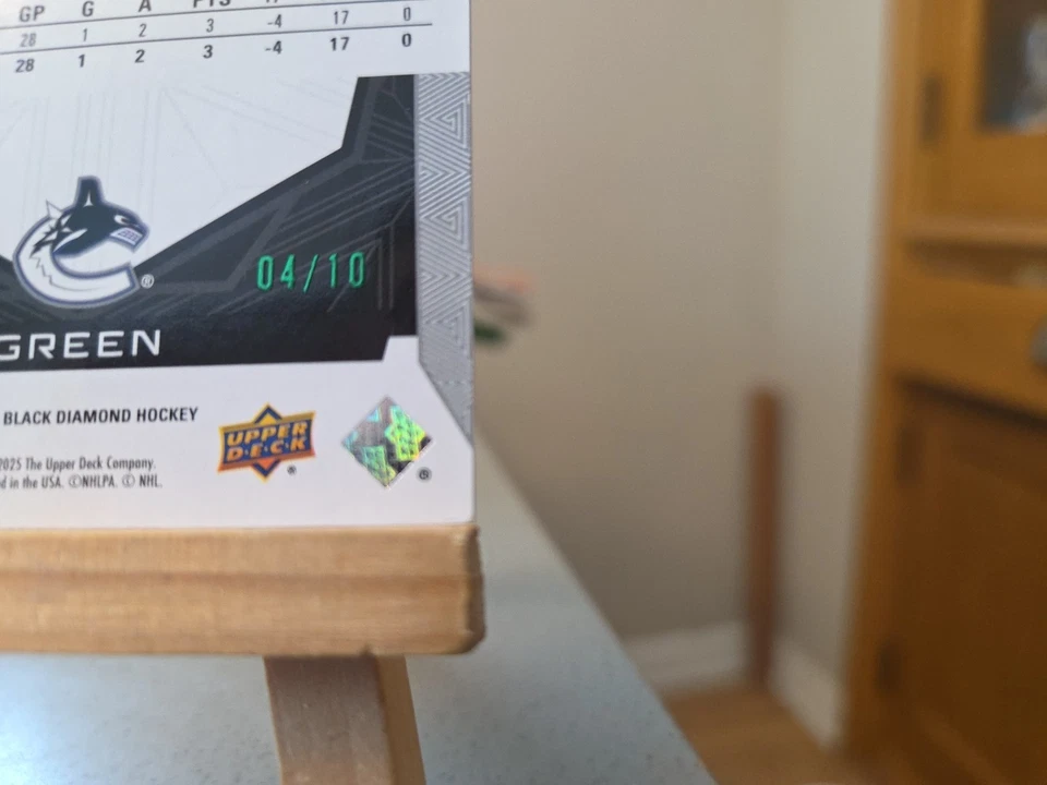 25/26 2025 BLACK DIAMOND ELIAS PETTERSSON RG-EP ROOKIE GEMS GREEN 4/10 VANCOUVER - Image 3 of 3