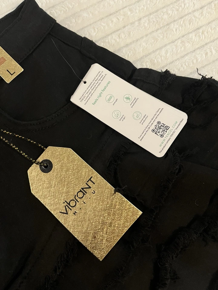 NWT High Waisted Black Ruffle Shorts Vibrant MIU Made in USA - Image 3 of 4