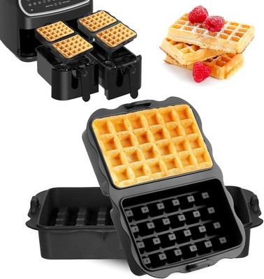 Waffelform Silikon 2 Stück Stapelbar für Airfryer Zubehör Schwarz Ninja