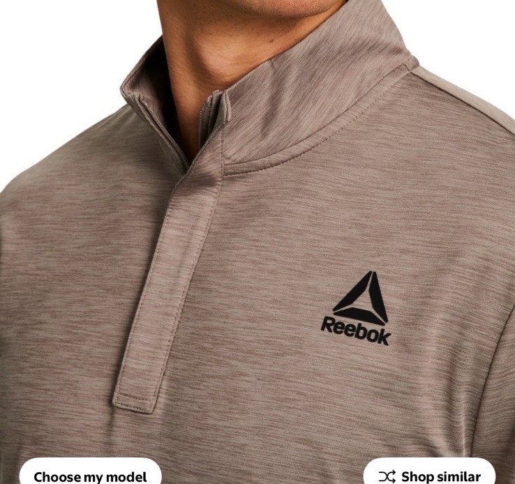 REEBOK Men’s DRIFTWOOD HEATHER Quarter-Zip Active Pullover Long Sleeve X-LARGE thumbnail 3