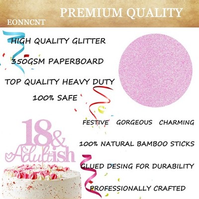 Topper per torta per 18° compleanno glitterato con stella, decorazione per torta di compleanno per 18° compleanno, forniture per feste per ragazzi e ragazze, nero oro
