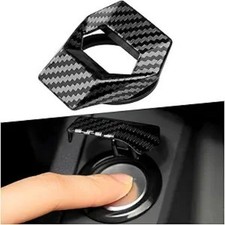 Carbon Fiber Car Engine Start/Stop Button Cover, Zinc Alloy Anti-Scratch Protect