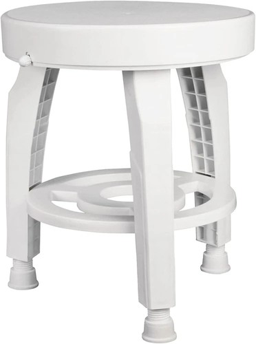 Swivel Shower Stool Seat with Storage Shelf, Rotating Shower Chair for Bathtub, - Picture 7 of 10