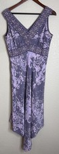 INC International Womens Size 14 Purple Embroidered Sleeveless Dress Silk Maxi