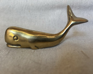 Brass Whale Figurine Mini Sculpture Brass Tone Whale Animal Figurine