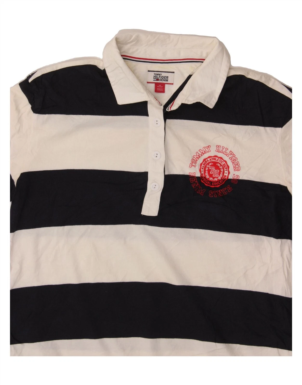 OFF WHITE Abito polo donna Tommy Hilfiger UK 6 XS bianco sporco a righe cotone CX23