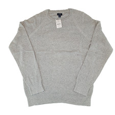 J.Crew Crewneck Sweater Men's Small Grey 100 Cotton Textured Raglan S CD617