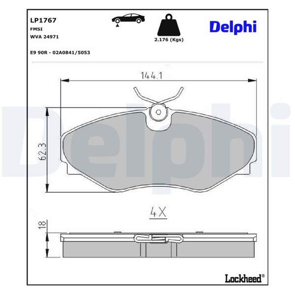 Bremsbelagsatz Scheibenbremse Delphi LP1767 FüR Renault Avantime Espace 3 16V-image