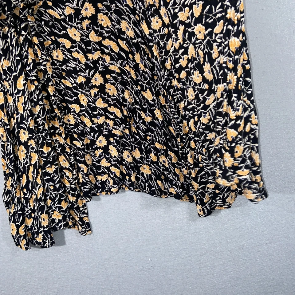 Cárdigan Angie Kimono Para Mujer’s L Negro Amarillo Floral Hombro Frío Flutter Boho Foto 4 de 4