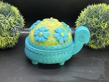Vintage Mod Wax Turtle Candle Blue 2 Tone HALLMARK Music box JAPAN