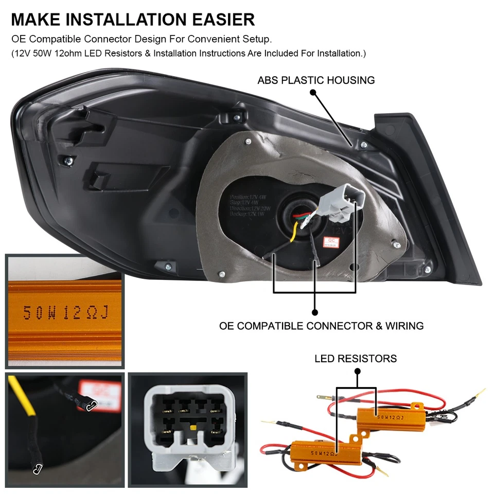 Fits 2015-2021 Subaru WRX/WRX STI Black LED Sequential Bar Tail Lights Lamps L+R Foto 4 de 4