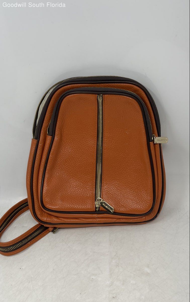 Valentina Womens Brown Orange Inner Pockets Mini Shoulder Backpack