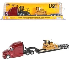 NIP Semi Truck/Tractor Trailer Lowboy Caterpillar Cat DieCast 1/87 Bulldozer D5M