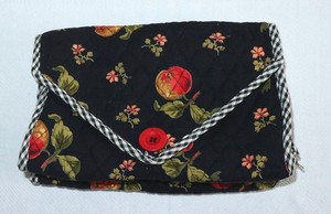 APRIL CORNELL FOR SILVESTRI Black w Apples Hanging Travel Organizer 10 X 23 NWOT