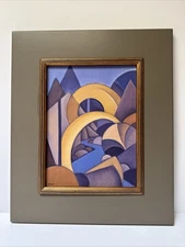 ANGELA PERKO PAINTING ABSTRACT LANDSCAPE MODERNIST CUBIST LISTED CALIFORNIA