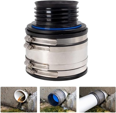 Fernco 4'' ICON RC Pushfit Pipe Coupling with Shield, Plastic, Cast Iron, Copper
